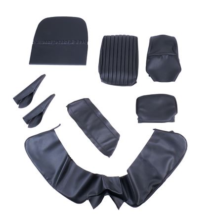 Triumph Stag Front Seat Backrest Cover Complete - Inc Headrest Cover - Mk1 USA - Integral Headrest - LH - Black - RS1678BLACK